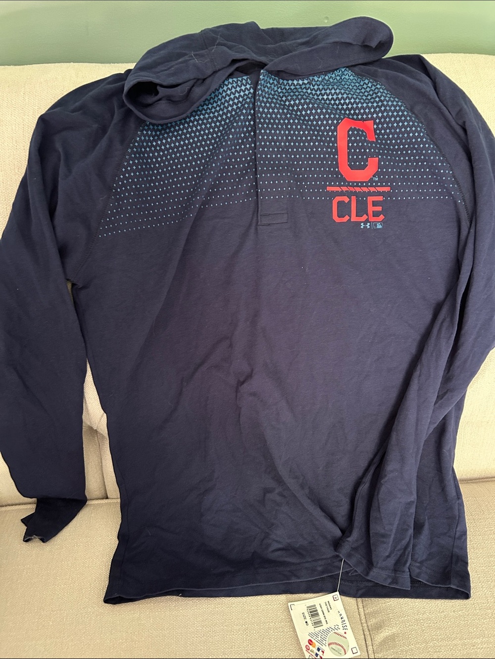 Under Armour Navy Hooded Long-Sleeve Shirt with Red CLE Logo